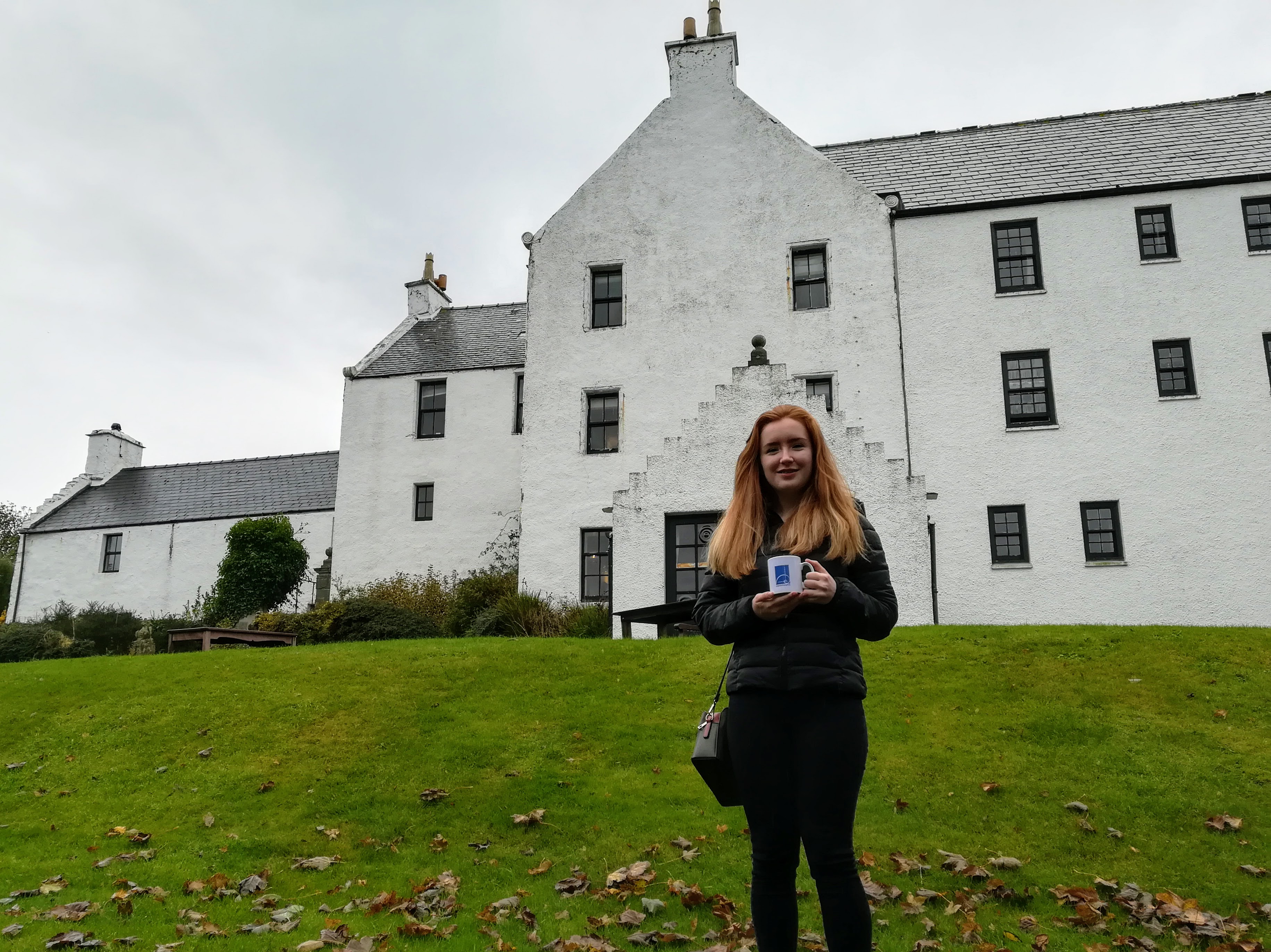 Rhona outside Busta House, Brae